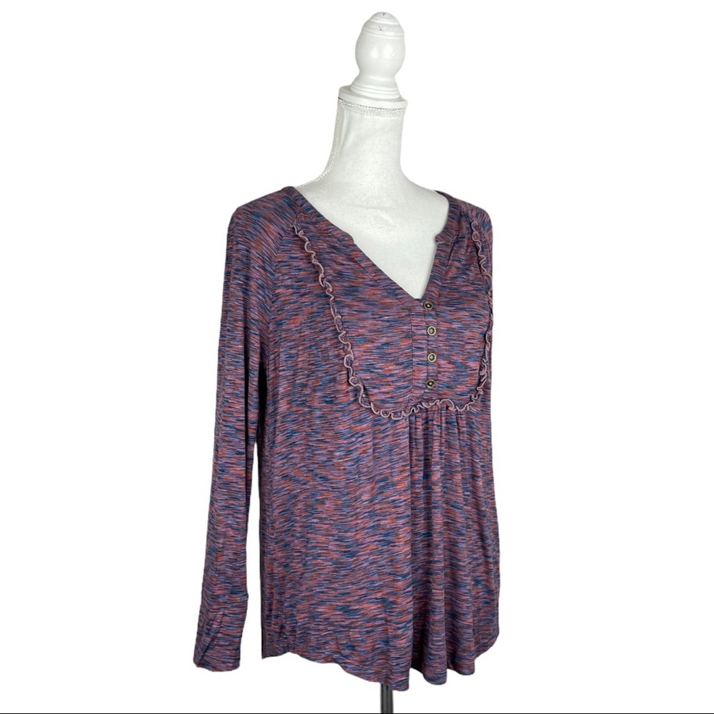 Matilda Jane Planetarium Top Purple Spaced Dyed Henley Long Sleeve Tee Shirt - Picture 3 of 10